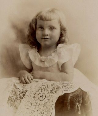 Antique Photo Cabinet Card Little Girl Fashion Backstamp By Towne Troy N Y