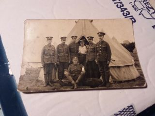 Vintage Ww1 Photo Postcard - Soldiers Standing In Front Of Tents