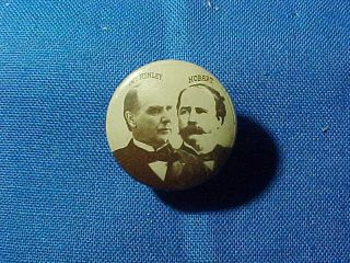 Orig 1896 Mckinley - Hobart Us Presidential Campaign Pinback W Photo Images