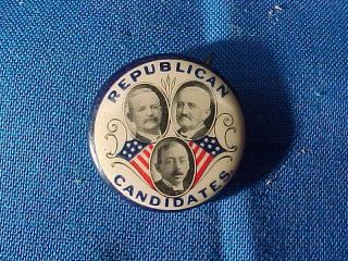 Orig Early 20thc Republican Candidates Campaign Pinback W 3 Photo Images