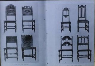Magic Lantern Glass Slide,  17th C.  Jacobean Chairs Furniture