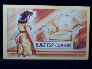 Risque Girl Busty Babe Big Butt Built For Comfort Comfy Chair Comic Postcard