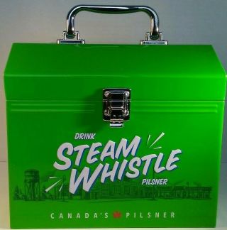 Steam Whistle Brewing Retro Lunch Box With Chrome Plated Handle,  Clasp & Hinges