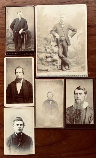 6 Cdv Cabinet Card Photos Of Men 1870s 1880s Iowa