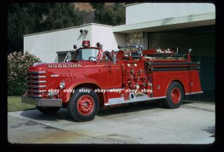 Burbank Ca 1958 Diamond T Van Pelt Pumper Fire Apparatus Slide
