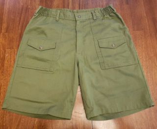 Boy Scouts Shorts Vintage Cargo Hiking Bsa Green Mens 34 Snap Pockets