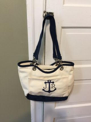Thirty - One " Canvas Crew " Insulated Lunch Bag With Anchor Jr Initials