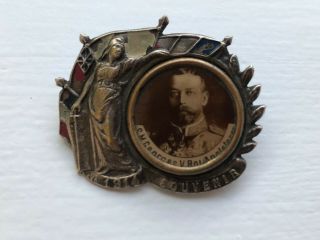 1914 Wwi Souvenir King George V British Royalty Photo Pin Pinback Button Badge