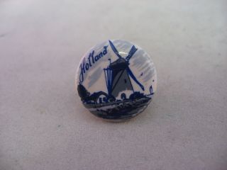 Holland Windmill Blue & White Vintage Hat Lapel Pin Pinback