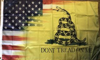 Don’t Tread On Me Flag 3x5 Yellow And American Banner Gadsden 2nd Amendment Usa