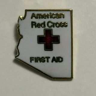 American Red Cross Pin State Of Arizona Map First Aid Vintage Vest Lapel Pin