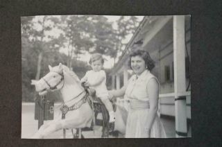 Vintage Photo Girls W/ Coin Op Horse Ride 963039