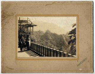 S19727 1925 Japan Antique Photo Japanese Honeymoon W Couple Marriage Landscape