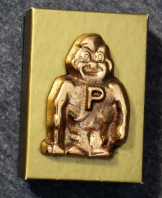Vintage Purdue Pete Gold Brass Flat Paperweight W/felt Backing Nib