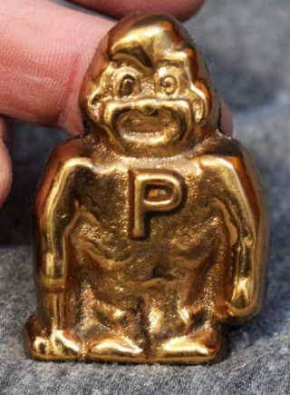Vintage Purdue Pete Gold Brass Flat Paperweight w/Felt Backing NIB 2