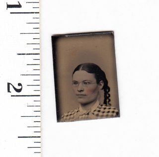 Civil War Era Miniature Gem Tintype Photo.  Pretty Young Woman.  890y