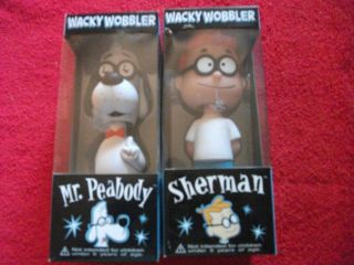 Mr.  Peabody & Sherman Funko Wacky Wobbler Bobble Head Mib 2002