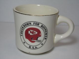 Vtg 1970s Boy Scouts Of America Kansas City Chiefs Nfl Football Advertising Mug