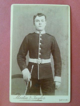 Victorian Cdv Carte De Visite Young Soldier In Uniform,  Stick Dover Kent