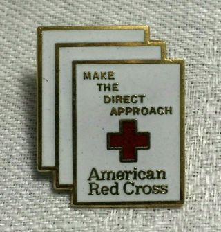 American Red Cross Pin Make The Direct Approach 24k Gold Plate Vest Lapel Pin