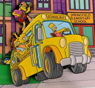 Simpsons School Bus Collectible Enamel Pin By Eerieface On Card - Seconds