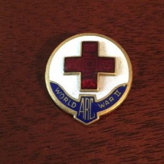 Ww2 Vintage American Red Cross Enamel Pin Arc