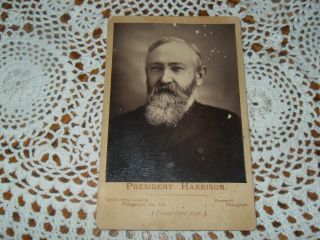 Cabinet Card Portrait Of 23rd President Benjamin Harrison,  Beecham 