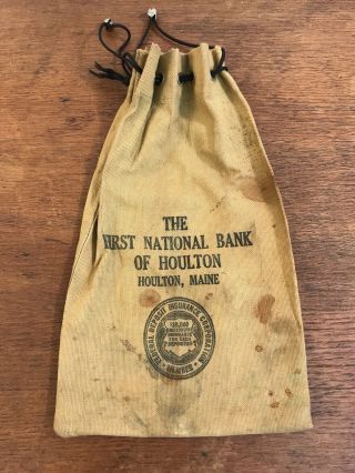 Vintage The First National Bank Of Houlton,  Maine Money Deposit Bag Hd4