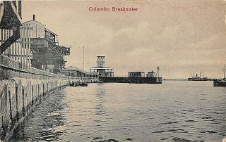 Postcard Ceylon Colombo Breakwater