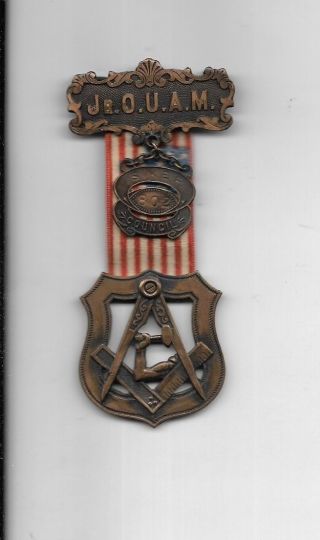 Freemasons Jr O.  U.  A.  M.  Council Badge Early 1900s