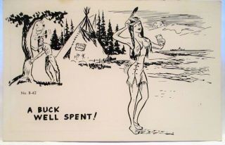 1950s Risque Postcard A Buck Well Spent Sexy Indian Maiden