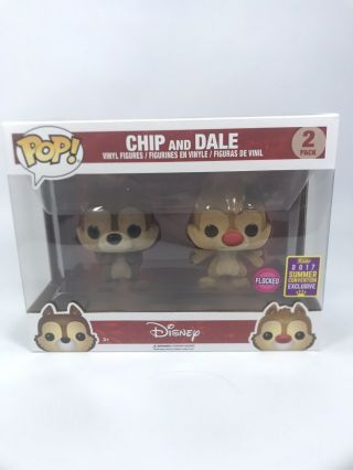 Funko Pop Flocked Chip And Dale Disney Sdcc Summer 2017.  Some Box Wear.