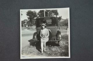 Vintage Photo Pretty Girl Sitting On Bumper 1920s Car 974045