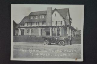 Vintage Photo Phi Gamma Delta House U Of W Seattle 1910 Packard Car 974044