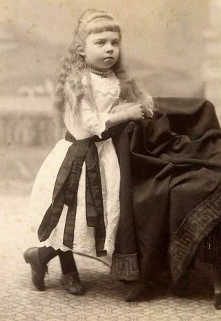 Antique Cabinet Photo Darling Little Victorian Girl W Long Hair Quincy Il