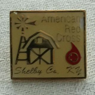 American Red Cross Pin Shelby Co Chapter Kentucky Ky Barn Vest Lapel Pin