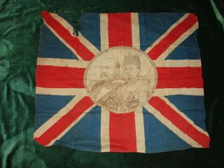Vintage British Flag For King Edward Vii & Queen Alexandra - Approx.  115 Years Old