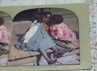 Vintage Black Americana Stereoview Card " A Coon In Town "