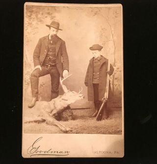 Antique Photograph Postcard Father And Son Hunting Altoona,  Pa Goodman