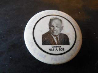 South Dakota Campaign Pin Back Button Local Governor Nils Boe 1965 Inauguration