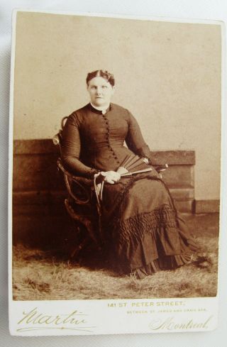 Antique Cabinet Photo Seated Victorian Woman Holding Her Fan Montreal Canada
