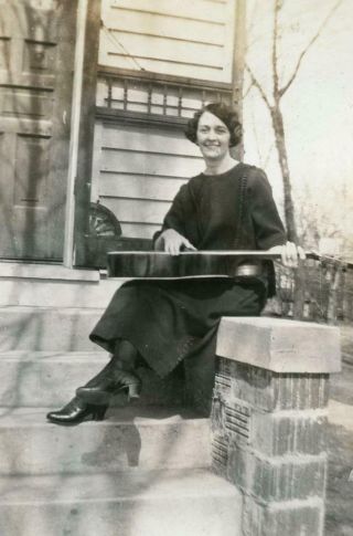 Zz673 Vtg Photo Woman With Guitar C Early 1900 