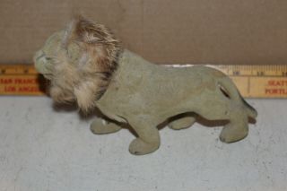 Vintage Lion Nodder Bobble Head Rabbit Fur Mane Rare