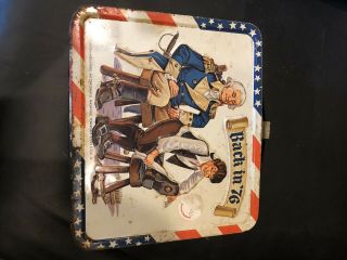 Vintage Aladdin Industries ‘back In 76’ Metal Lunchbox W/ Matching Thermos