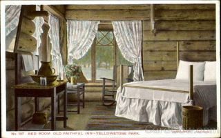 Yellowstone National Park Bed Room Old Faithful Inn Antique Postcard Vintage