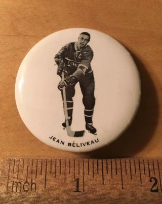 Jean BÉliveau Montreal Canadiens Button Vintage Nhl Hockey Souvenir Pin Back