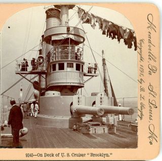 Ships,  On Deck Of U.  S.  Cruiser " Brooklyn " - - Keystone 9345 C.  1898
