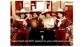 Vintage Wild West Cowgirls Photo Pretty Girls Cowboy Hats,  Bandanas