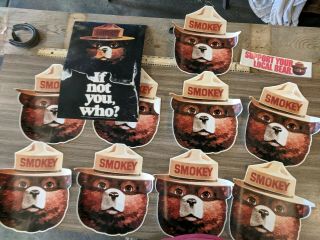 Smokey The Bear Poster,  Decals (9) & Bumper Sticker,  U.  S.  Forest Service,  Usda
