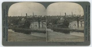 Wwi Wrecked German Submarine Zee - Brugge Belgium Stereoview 18771 21013